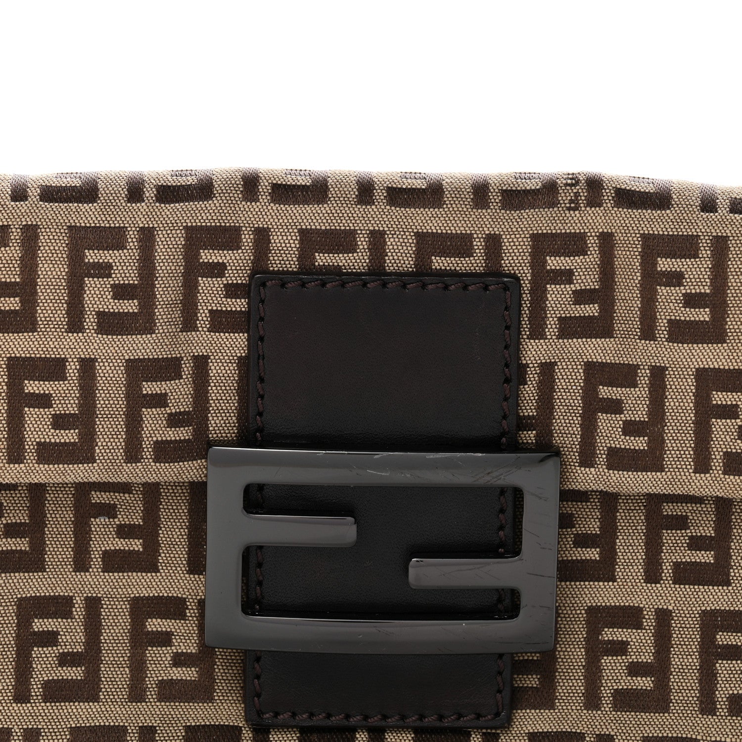 Fendi Zucchino Mini Baguette Mogano Panna Bruciato 7 of 9