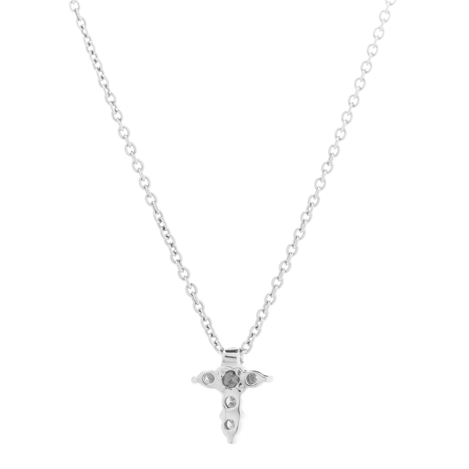 Roberto Coin 18K White Gold Diamond Tiny Treasures Baby Cross Pendant Necklace 5 of 9