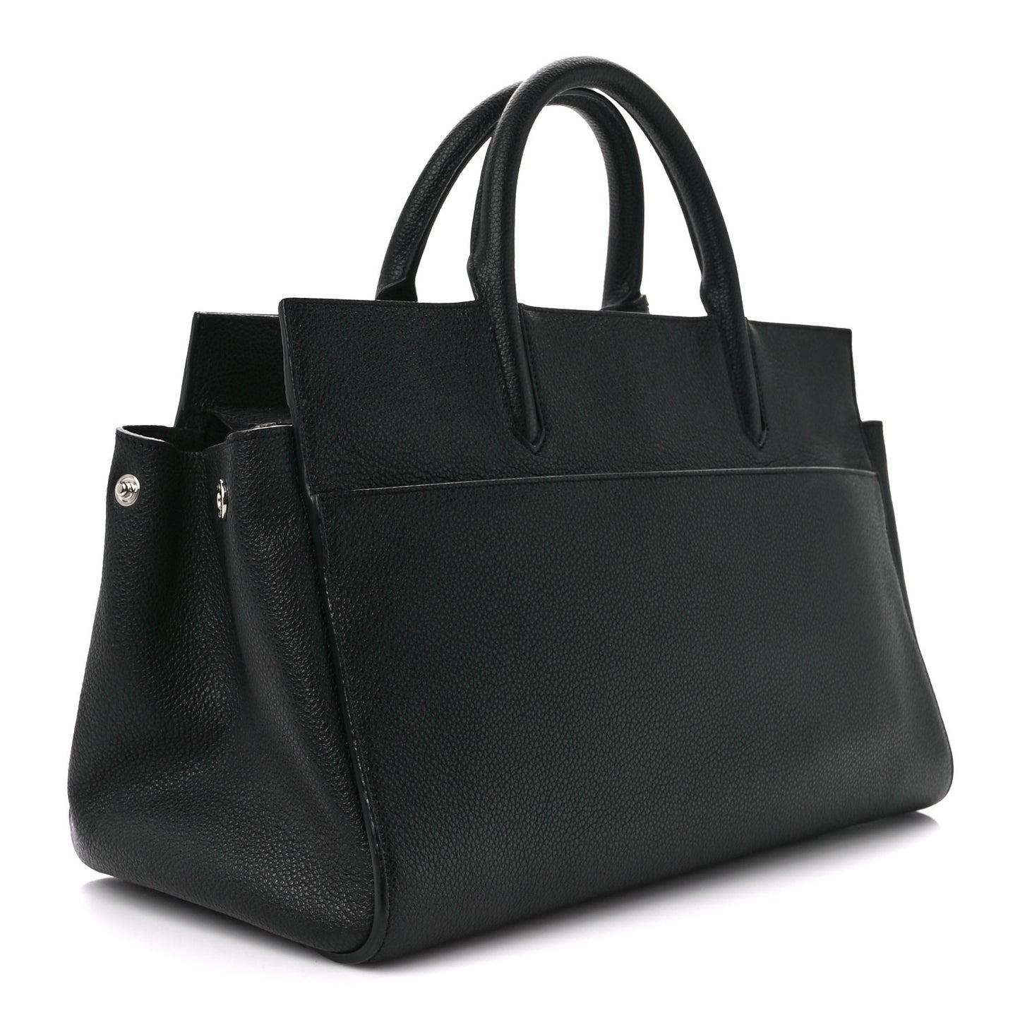 Grained Calfskin Small Cabas Rive Gauche Black
