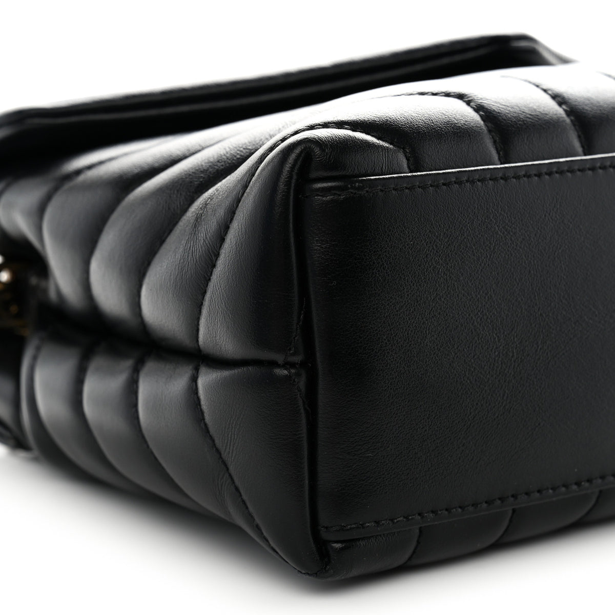 Calfskin Y Quilted Monogram Small Loulou Chain Satchel Black