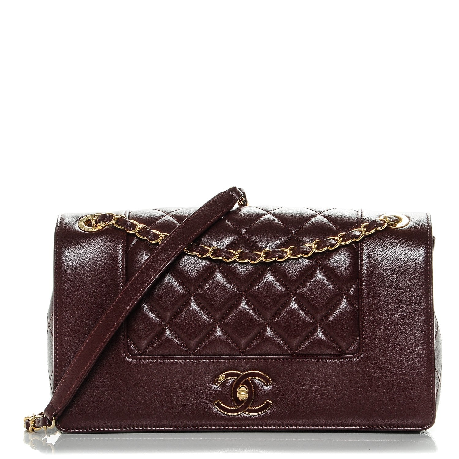 Chanel Sheepskin Quilted Vintage Mademoiselle Flap Dark Red 1 of 8