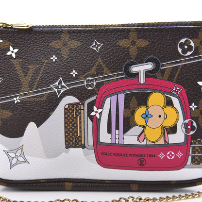 Louis Vuitton Monogram 2019 Christmas Animation Mini Courchevel Pochette Accessories Fuchsia 10 of 10