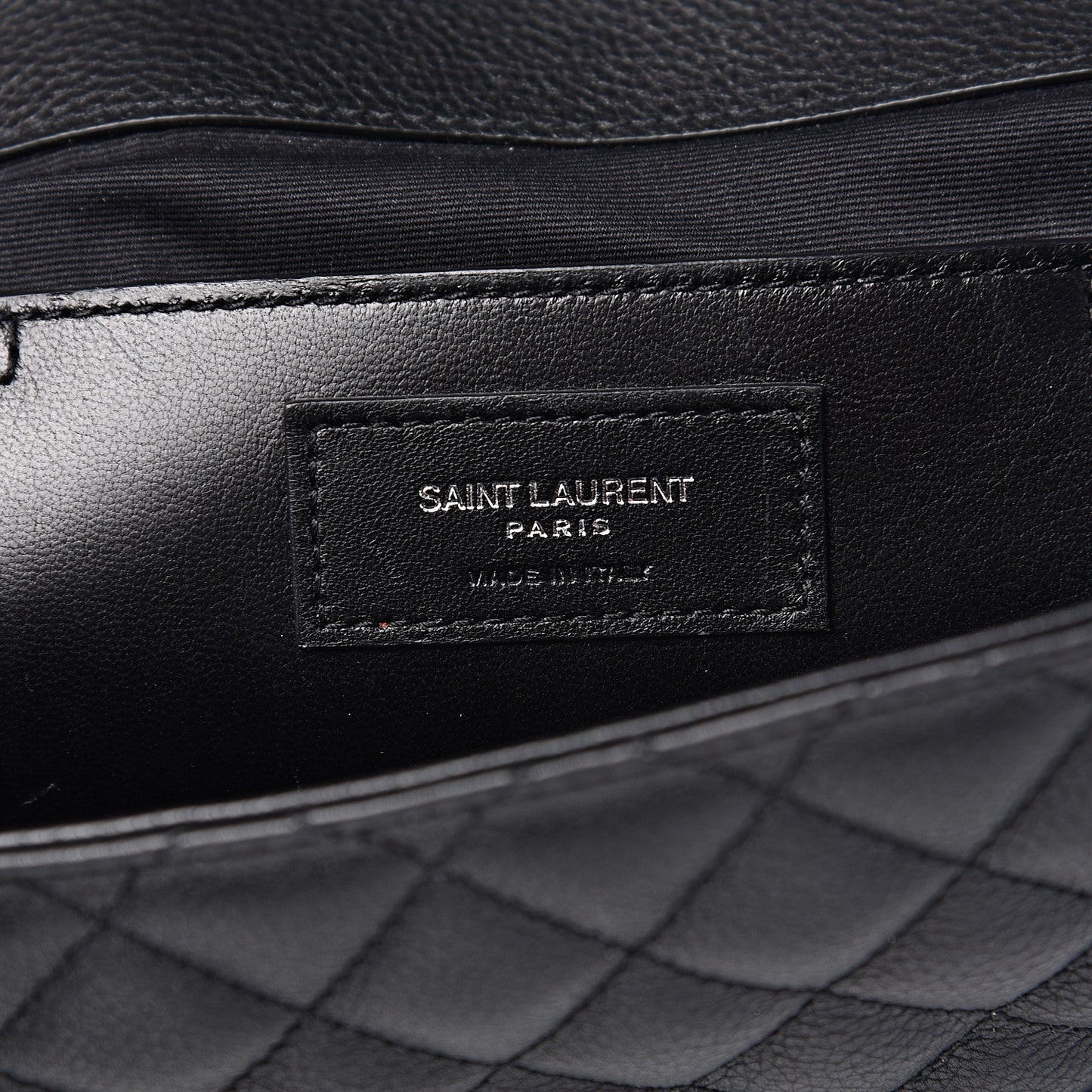 Grained Calfskin Tri-Quilt Monogram Medium College Bag Black