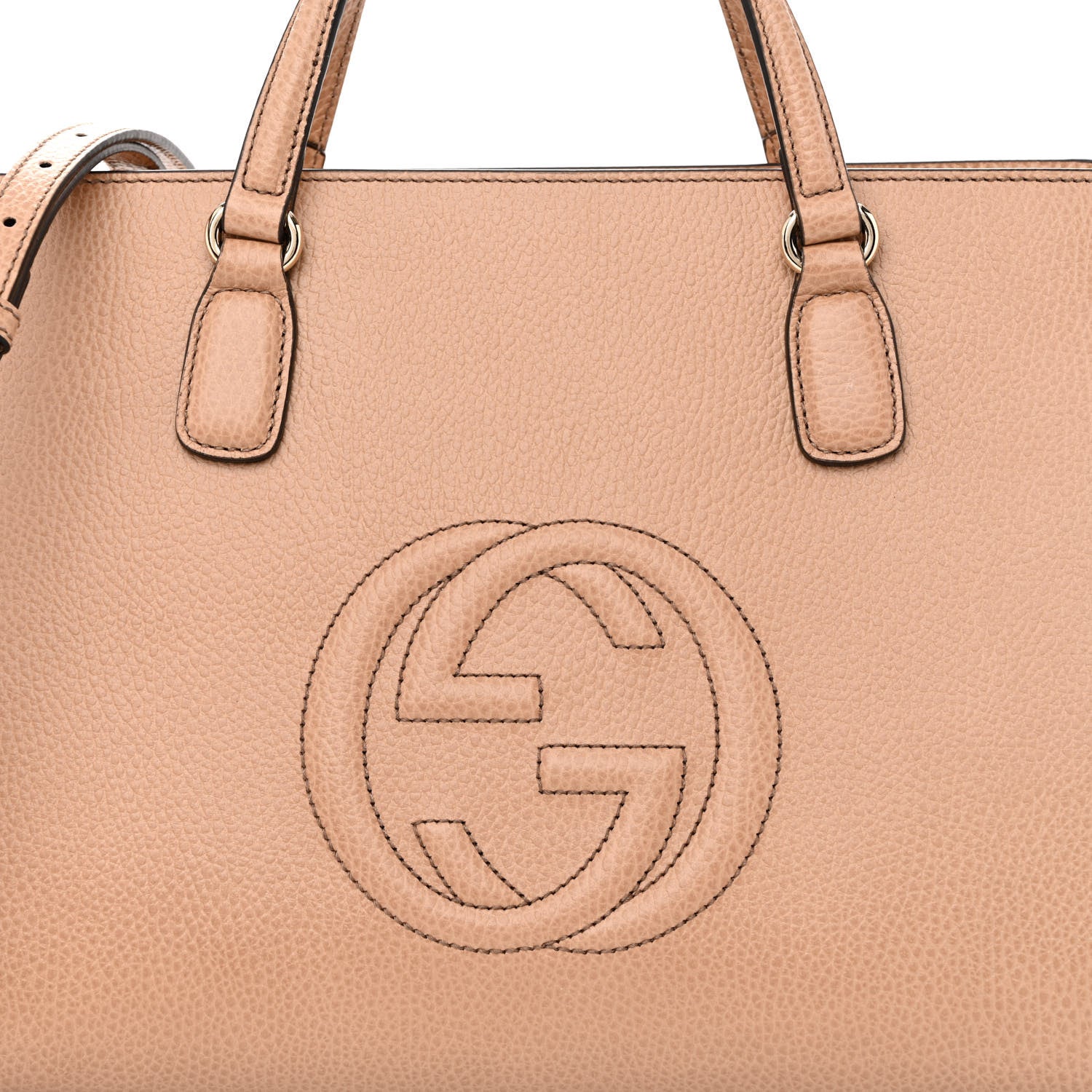 Gucci Dollar Calfskin Large Soho Top Handle Satchel Camelia 8 of 10
