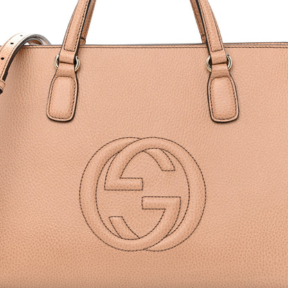 Gucci Dollar Calfskin Large Soho Top Handle Satchel Camelia 8 of 10
