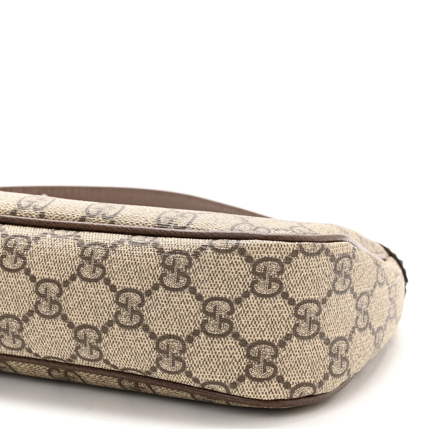 GG Supreme Monogram Textured Dollar Calfskin Small Ophidia Hobo Beige Ebony New Acero