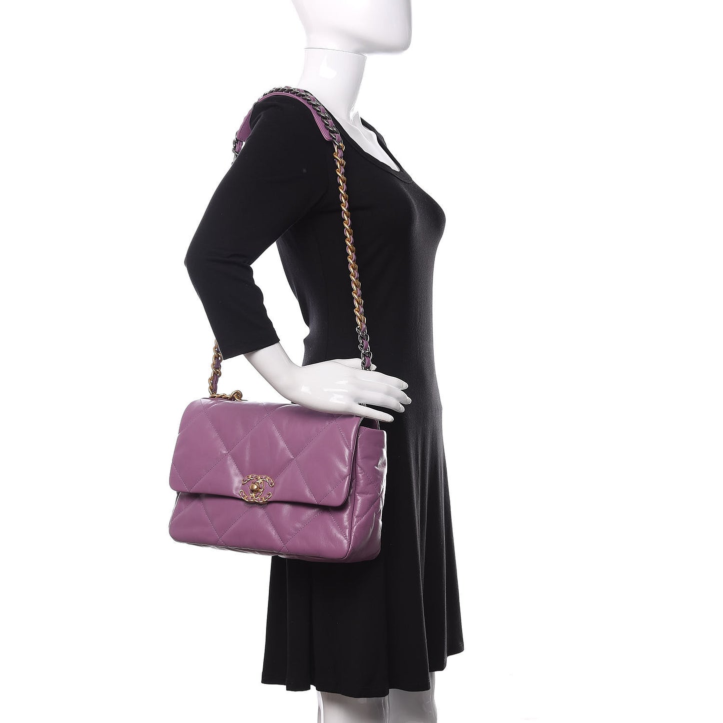 Goatskin Quilted Medium 19 Flap Violet Purple