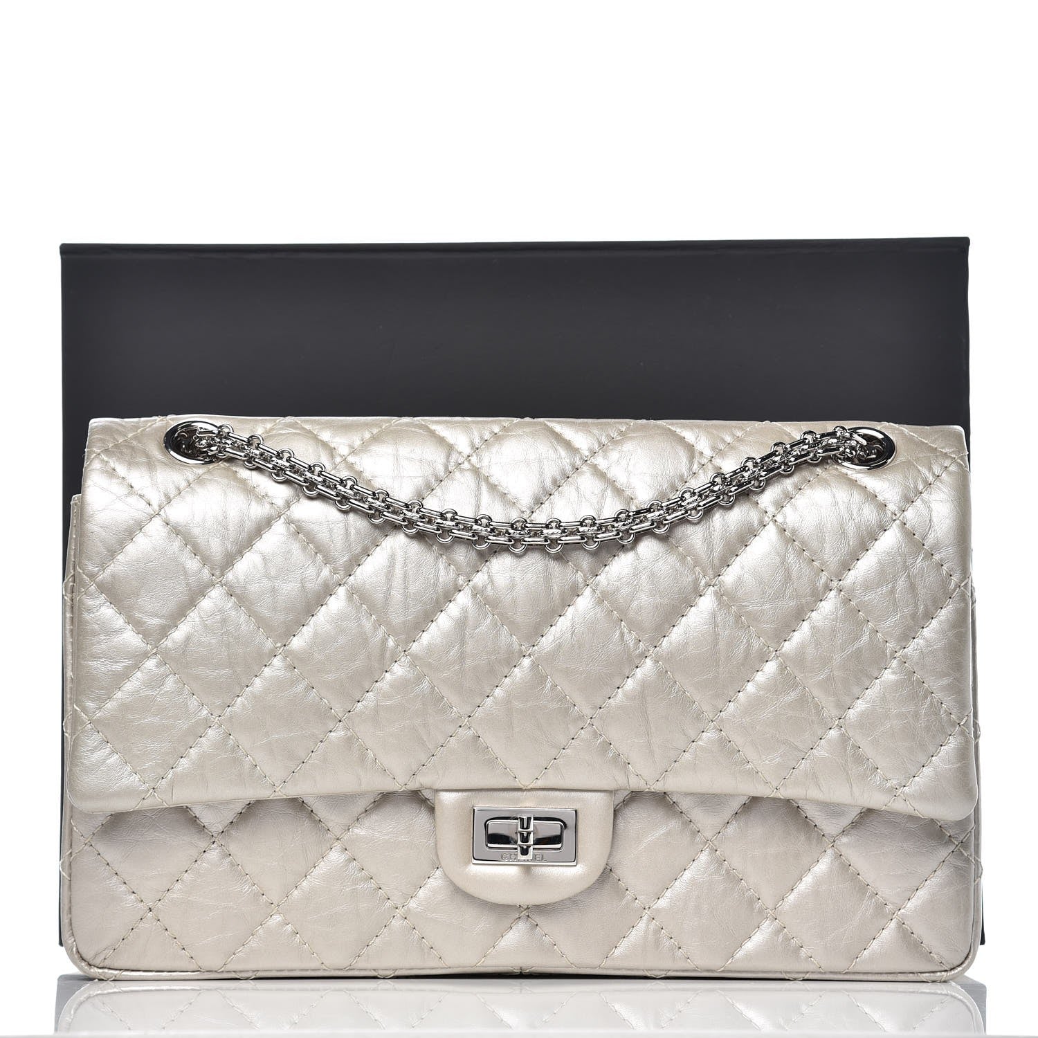 Chanel Metallic Aged Calfskin Quilted 2.55 Reissue 226 Flap Silver 8 of 8