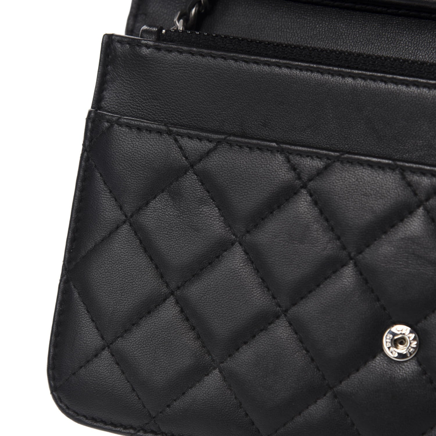 Chanel Lambskin Quilted Boy Wallet On Chain WOC Black 8 of 13