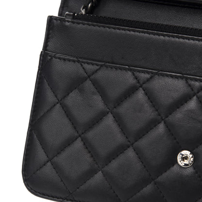 Chanel Lambskin Quilted Boy Wallet On Chain WOC Black 8 of 13