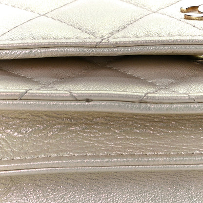 Chanel Iridescent Lambskin Quilted Mini Wallet On Chain WOC Ivory 11 of 12