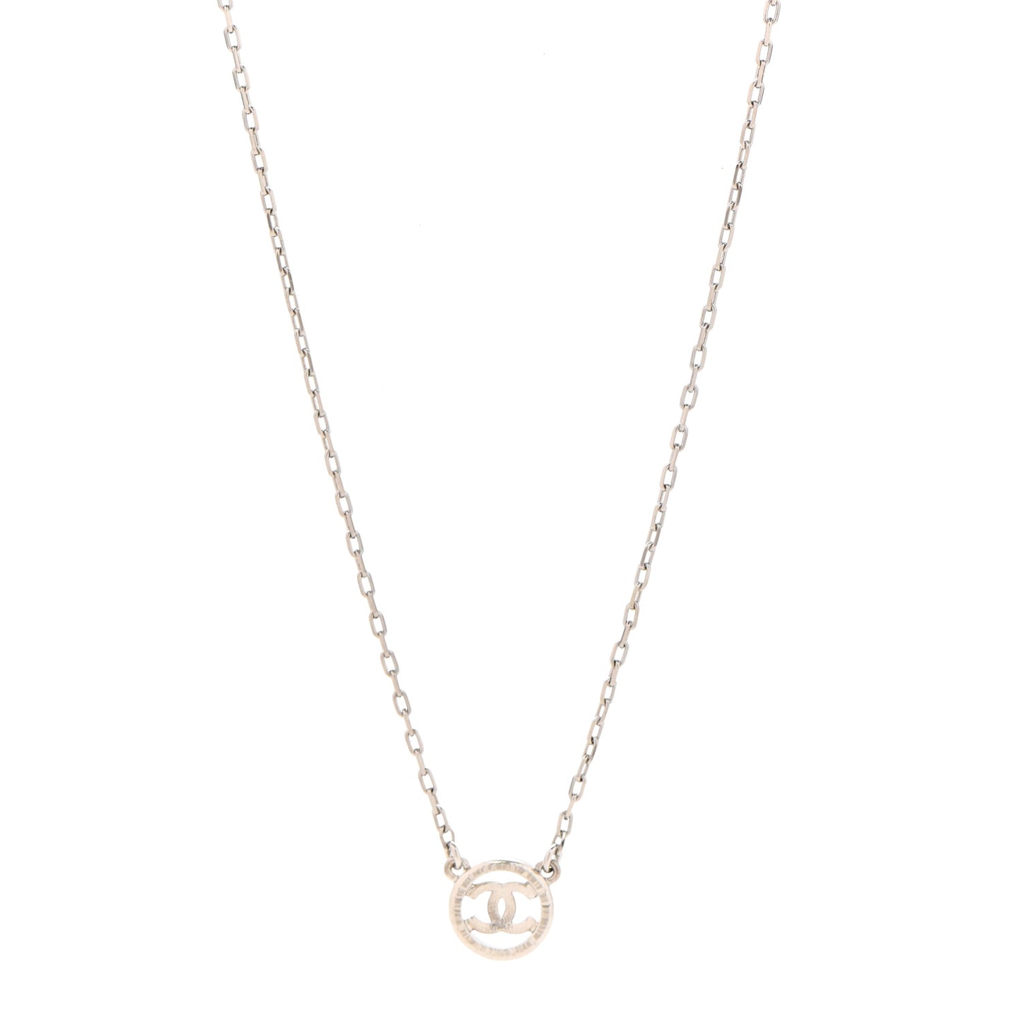 Crystal CC Chain Short Necklace Silver