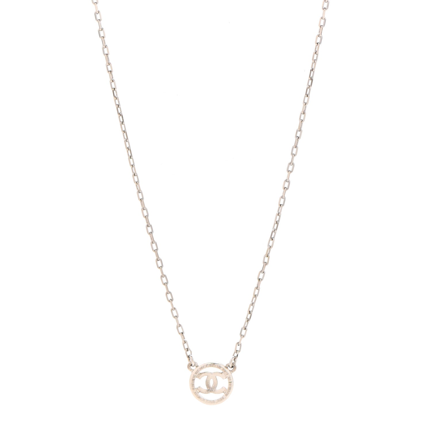 Chanel Crystal CC Chain Short Necklace Silver 1 of 7