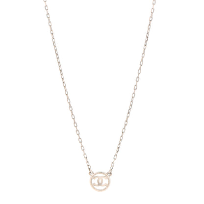 Chanel Crystal CC Chain Short Necklace Silver 1 of 7