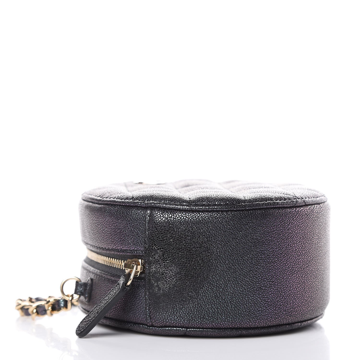 Chanel Iridescent Caviar Quilted Round Clutch With Chain Black 4 of 11