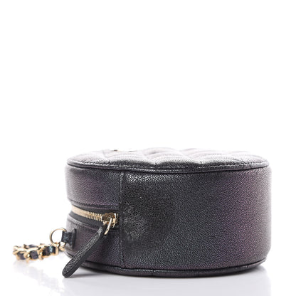 Chanel Iridescent Caviar Quilted Round Clutch With Chain Black 4 of 11