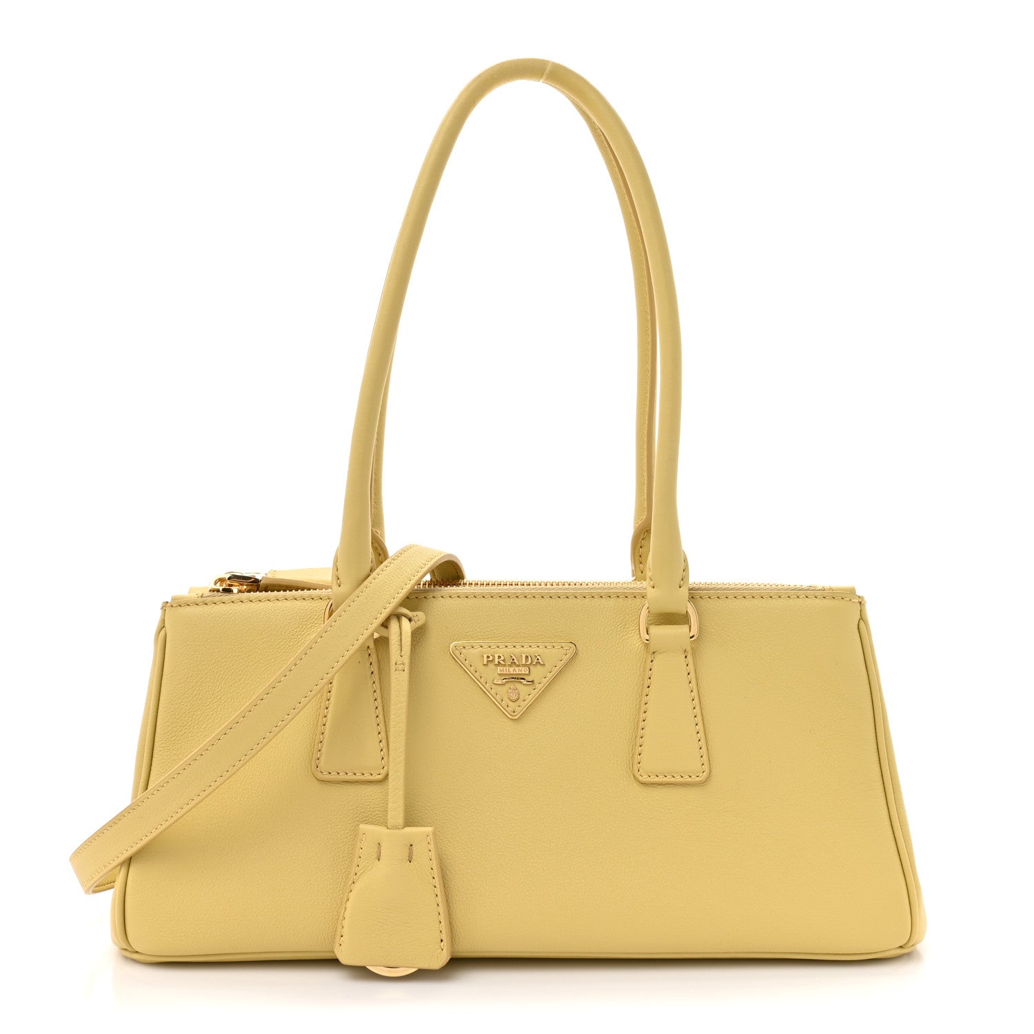Prada Soft Grain Medium East West Galleria Double Zip Bag Vanilla 1 of 13