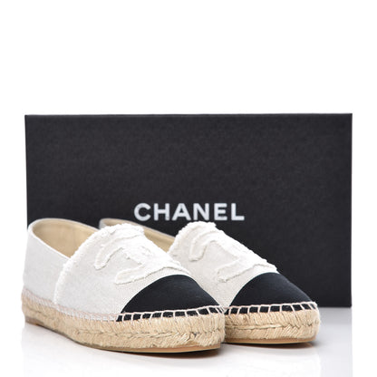 Chanel Linen CC Espadrilles 39 White Black 11 of 11