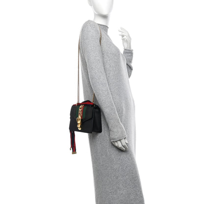 Gucci Calfskin Mini Sylvie Chain Shoulder Bag Black 2 of 11