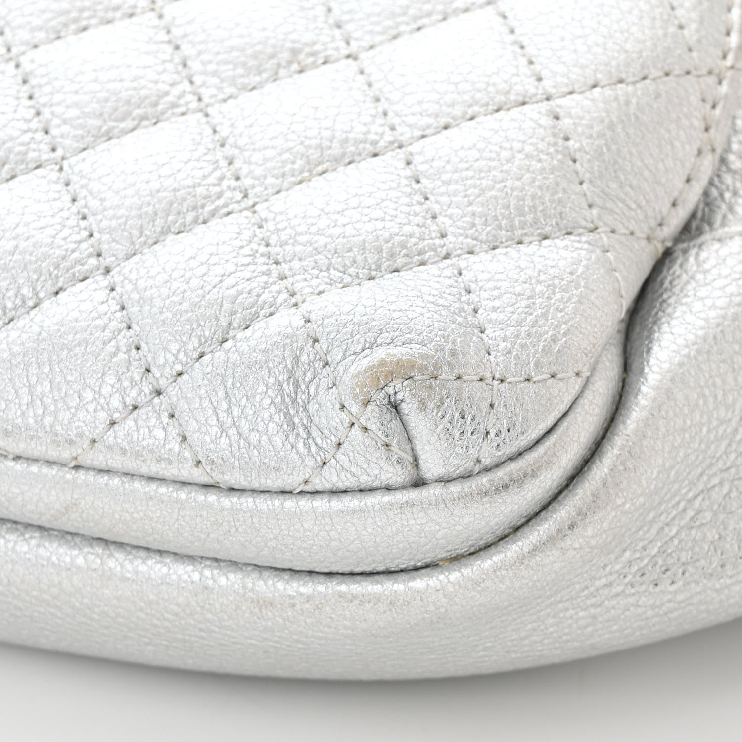 Chanel Metallic Grained Calfskin Quilted Casual Rock Waist Bag Fanny Pack Silver 13 of 15