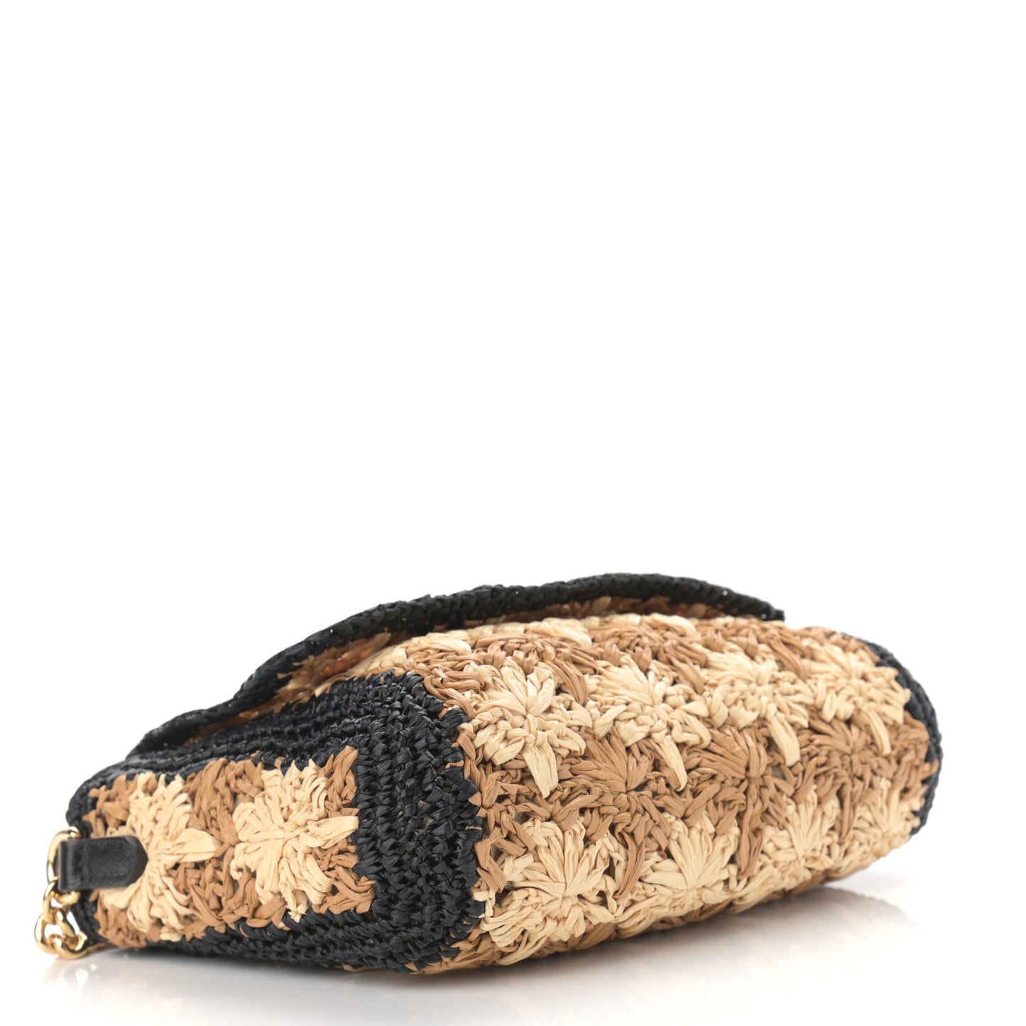 Raffia Azalea Calfskin Crochet Flower Small GG Marmont Shoulder Bag Natural Ecru Black