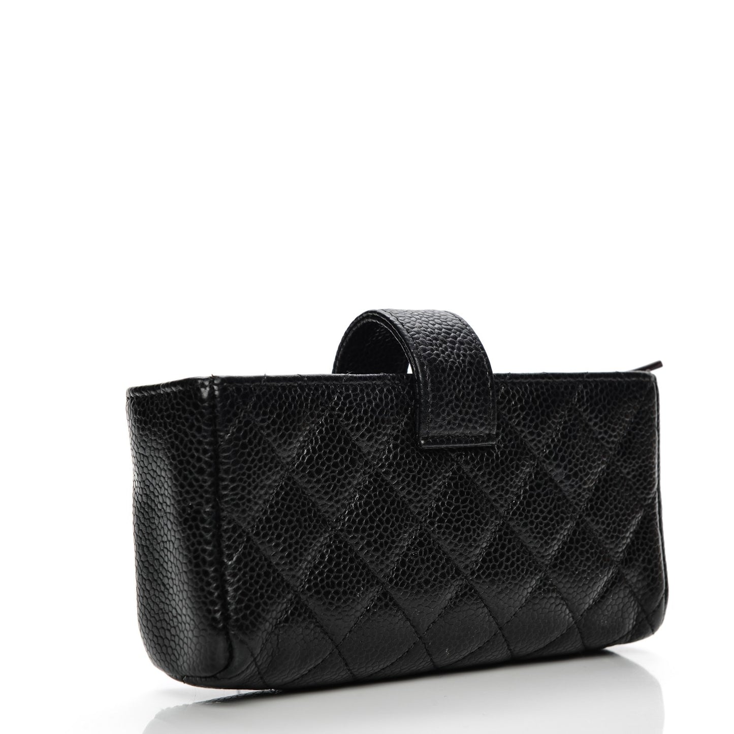 Caviar Quilted Mini Phone Holder Clutch Black
