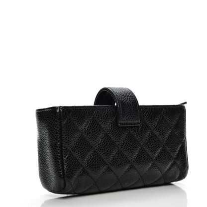 Chanel Caviar Quilted Mini Phone Holder Clutch Black 3 of 9