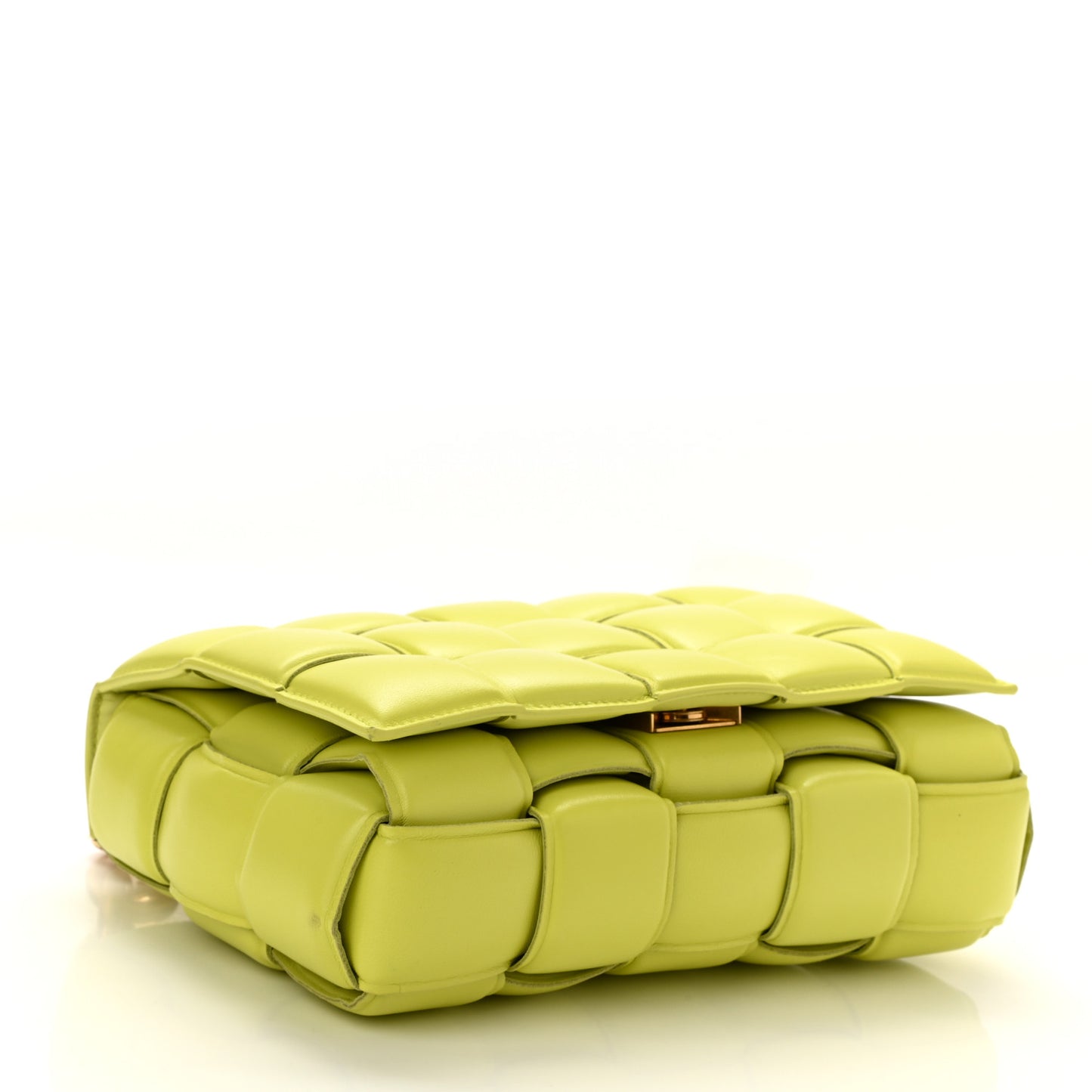 Lambskin Maxi Intreccio Padded Chain Cassette Crossbody Bag Seagrass