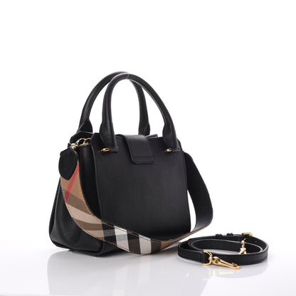 Burberry Soft Grain Calfskin Small Buckle Tote Black 4 of 8
