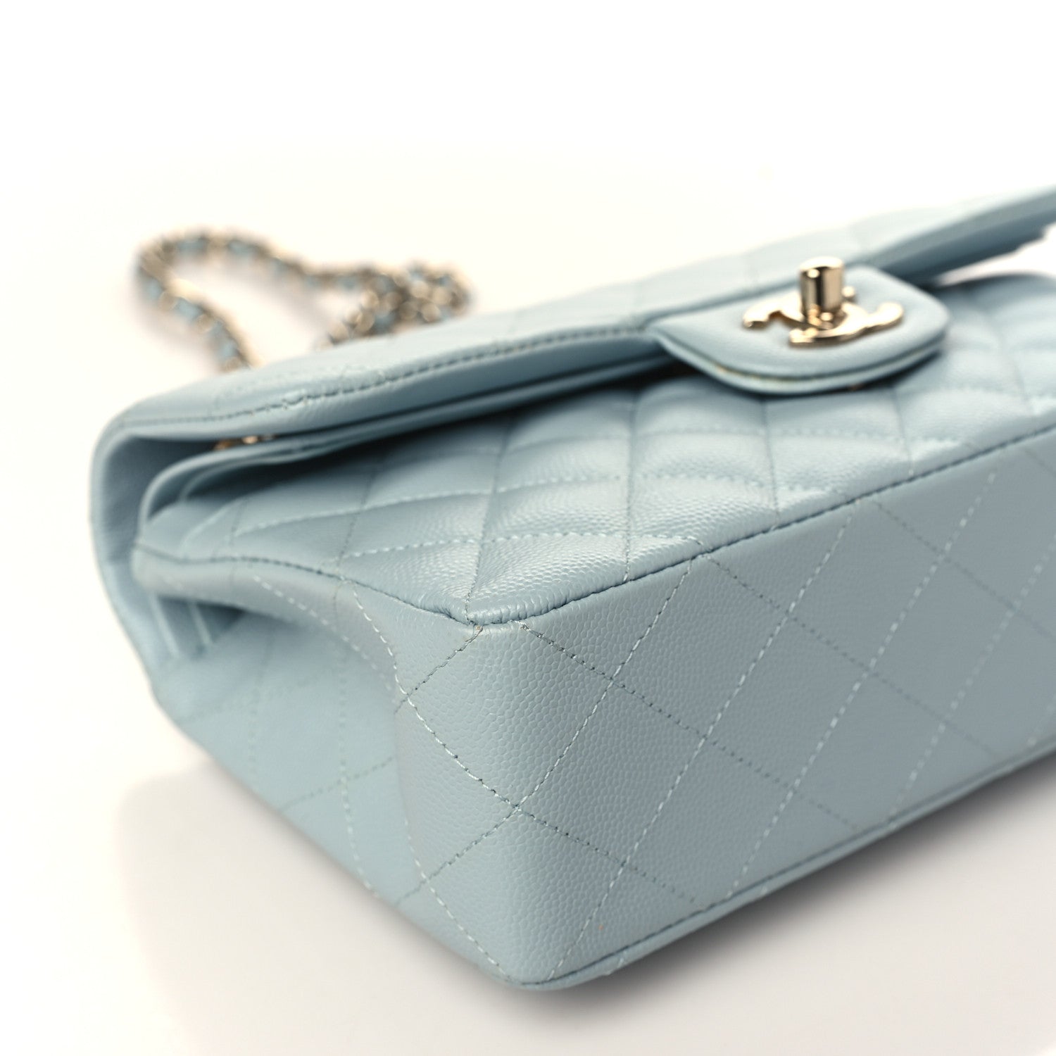 Chanel Caviar Quilted Small Double Flap Light Blue 8 of 10