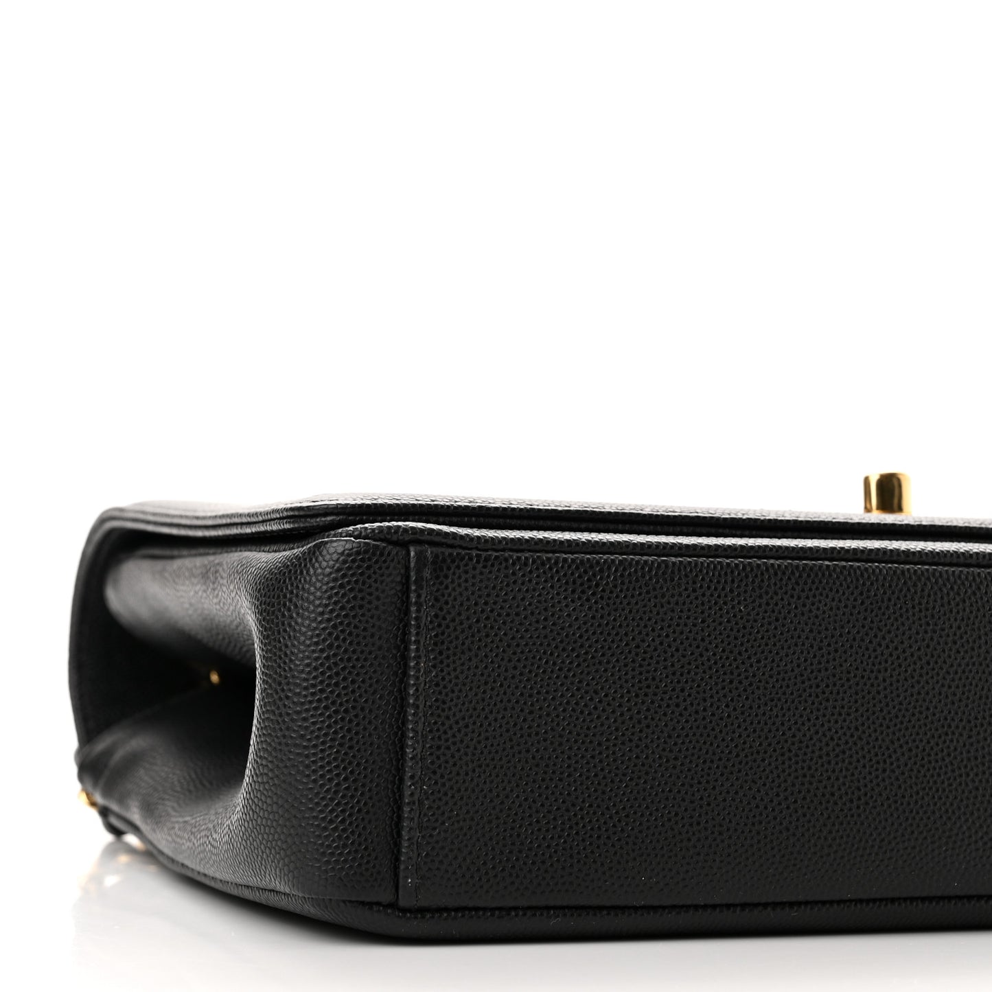Grained Calfskin Embroidered Captain Gold Flap Bag Black