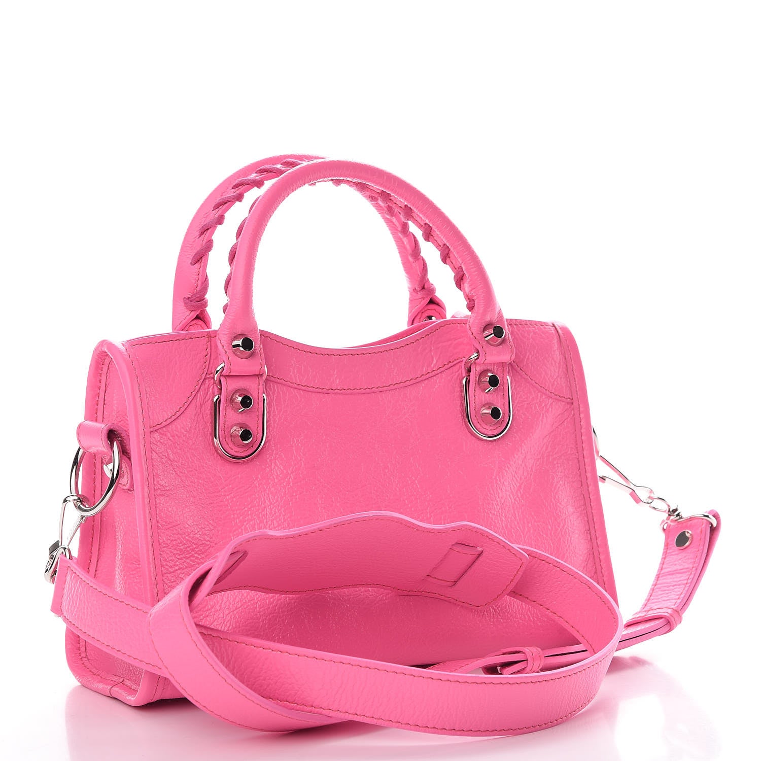 Balenciaga Shiny Goatskin Silver Metallic Edge Hardware Mini City Acid Pink 3 of 9
