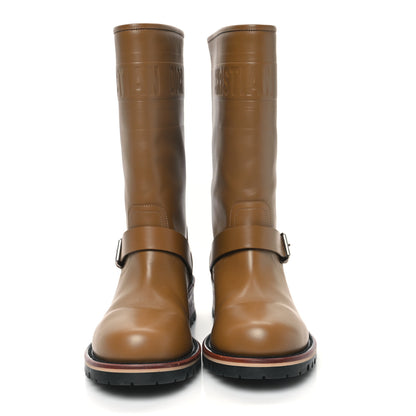 Christian Dior Calfskin Embossed Dior Quest 35mm Biker Boots 38.5 Natural 2 of 9