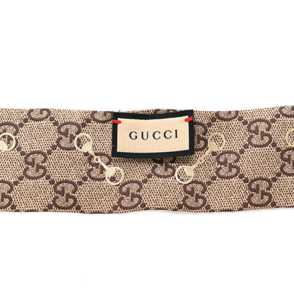 Gucci Silk Twill GG Monogram Gold Horsebity Neck Bow Scarf Flame 3 of 6