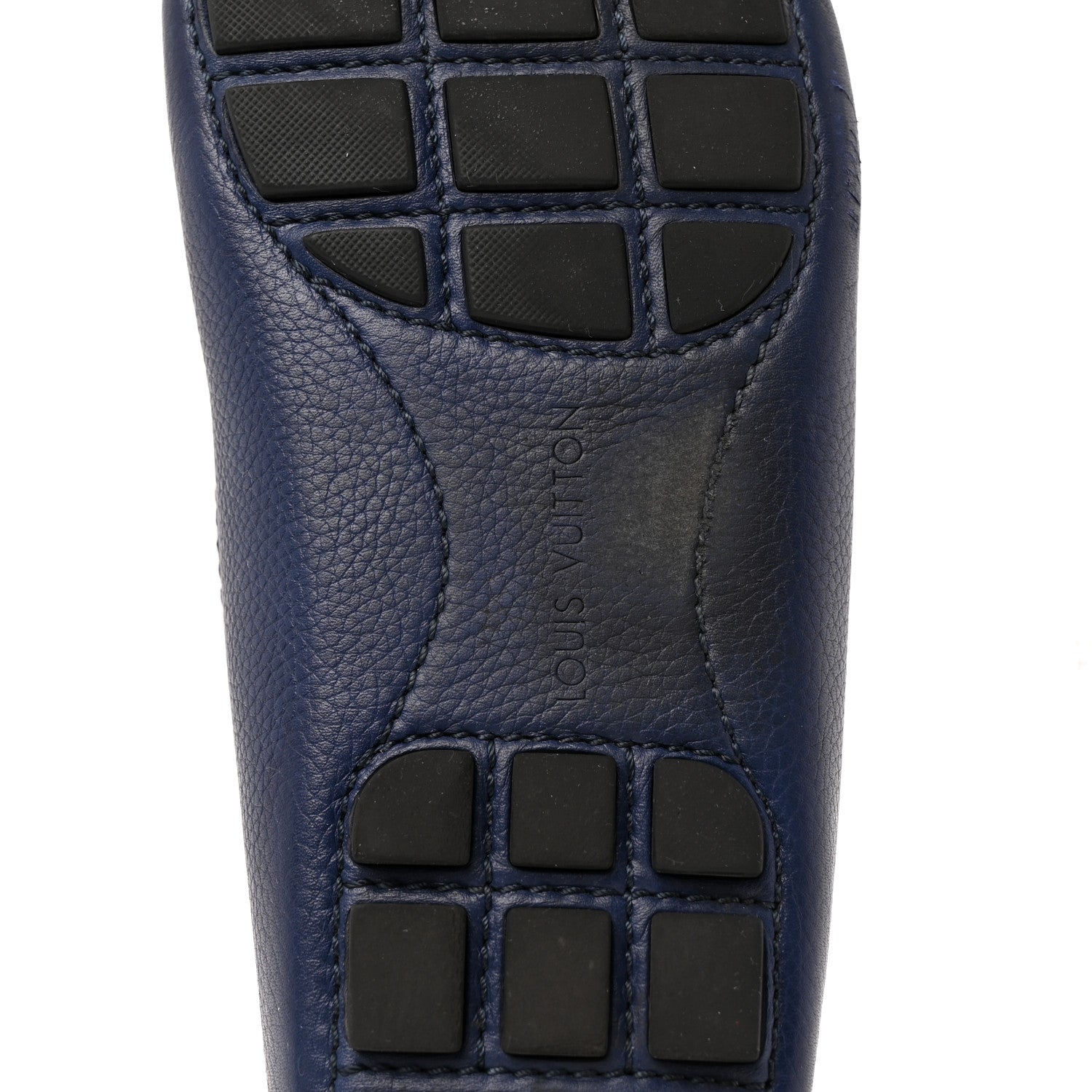 Louis Vuitton Grained Calfskin Mens Monte Carlo Car Shoe Moccasin Loafers 9 Blue 8 of 10