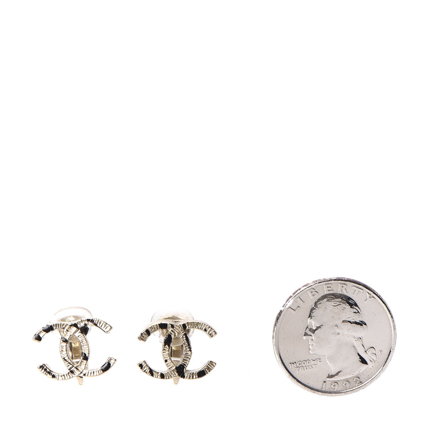 Chanel CC Clip On Earrings Gold Black 2 of 3