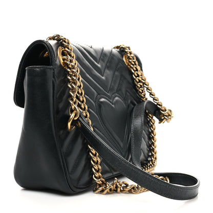 Gucci Calfskin Matelasse Small GG Marmont Shoulder Bag Black 3 of 10