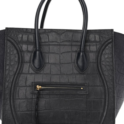 Celine Crocodile Embossed Calfskin Medium Phantom Luggage Navy Blue 8 of 16