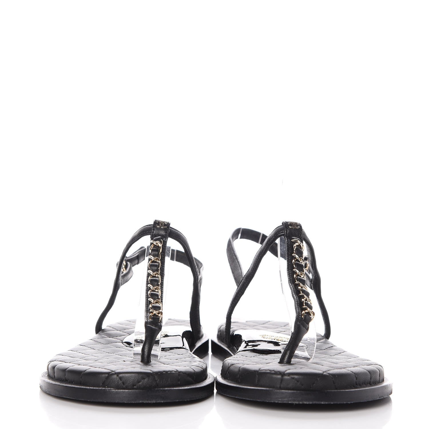 Chanel Lambskin CC Chain Thong Sandals 39 Black 2 of 9
