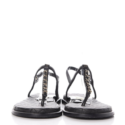 Chanel Lambskin CC Chain Thong Sandals 39 Black 2 of 9