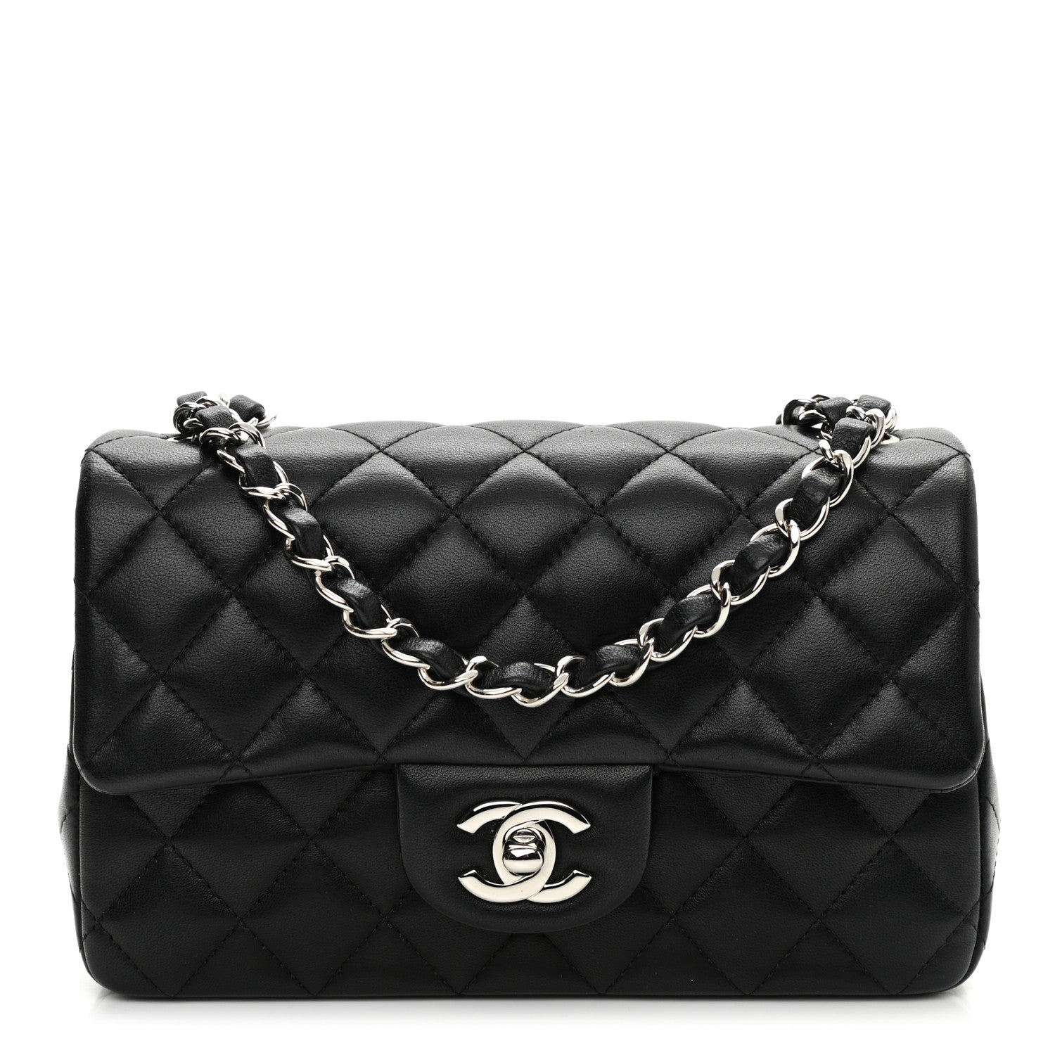 Chanel Lambskin Quilted Mini Rectangular Flap Black 1 of 9