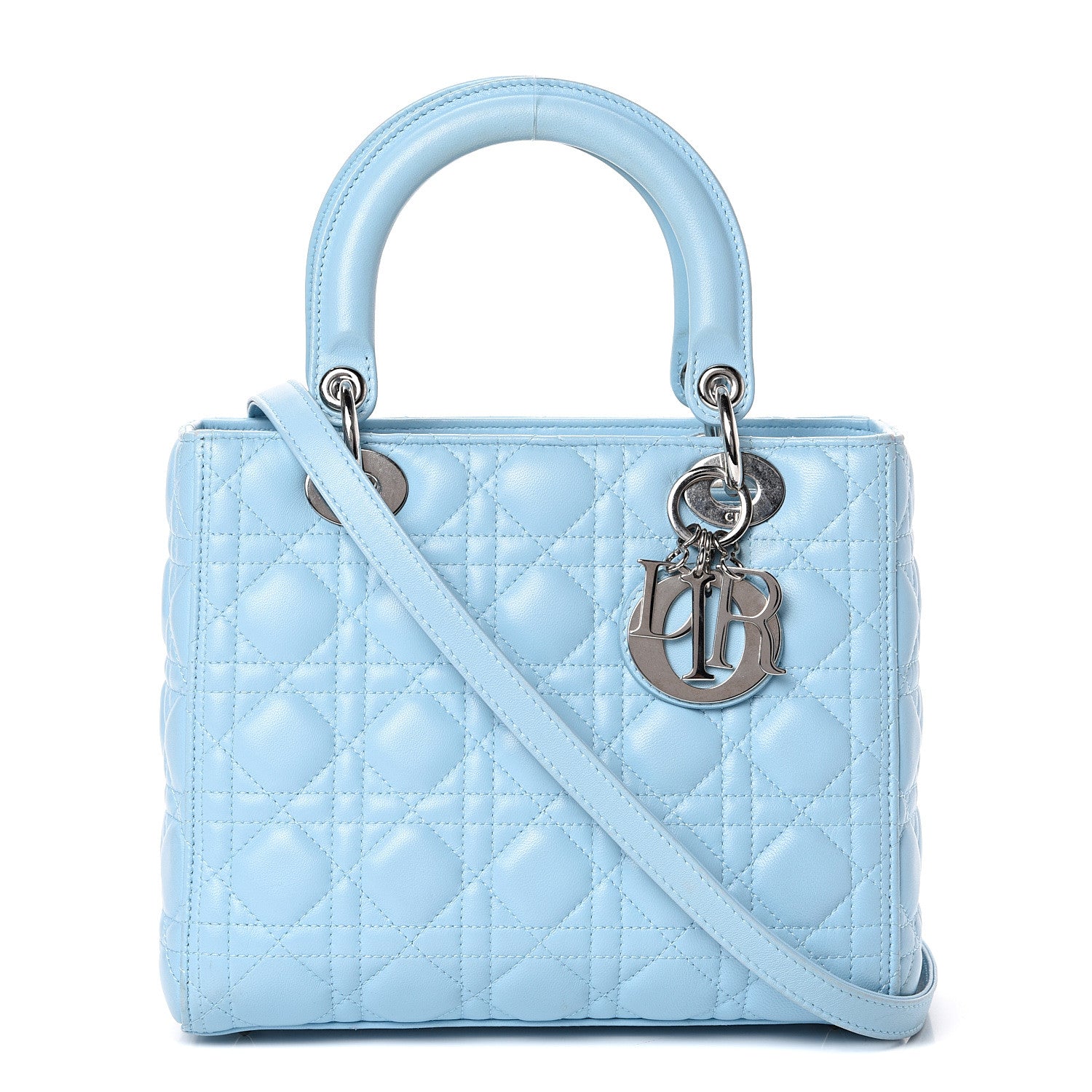 Christian Dior Lambskin Cannage Medium Lady Dior Light Blue 1 of 14