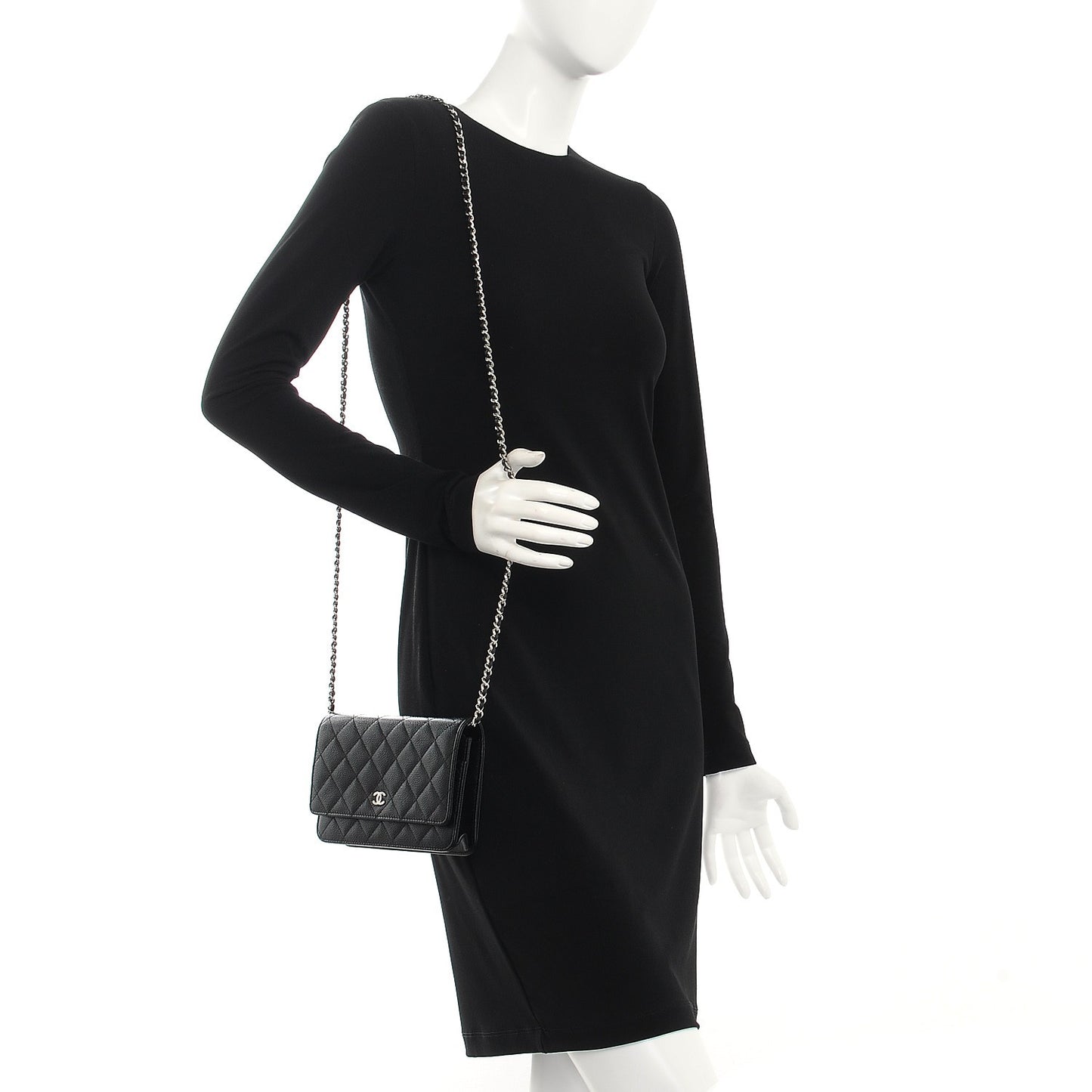 Caviar Quilted Wallet On Chain WOC Black