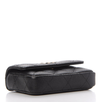 Chanel Caviar Quilted Pearl Card Holder On Chain Black 4 of 11