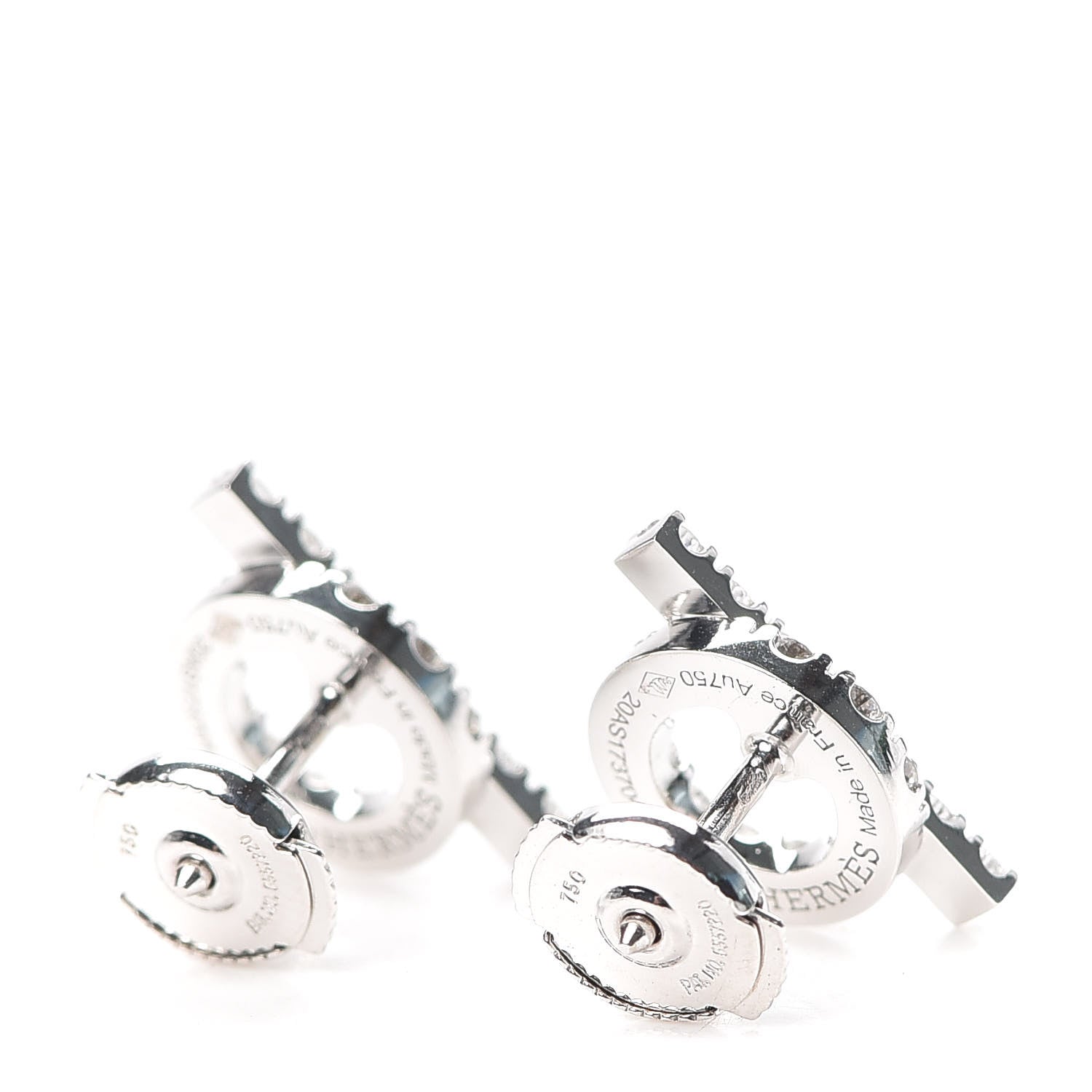 Hermes 18K White Gold Diamond Finesse Earrings 3 of 5