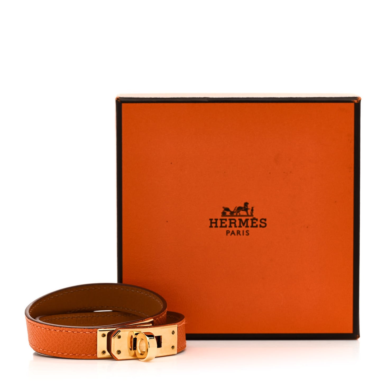 Epsom Kelly Double Tour Bracelet M Orange