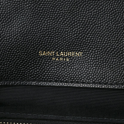 Saint Laurent Grain De Poudre Textured Mixed Matelasse Large Triquilt Monogram Satchel Black 7 of 11
