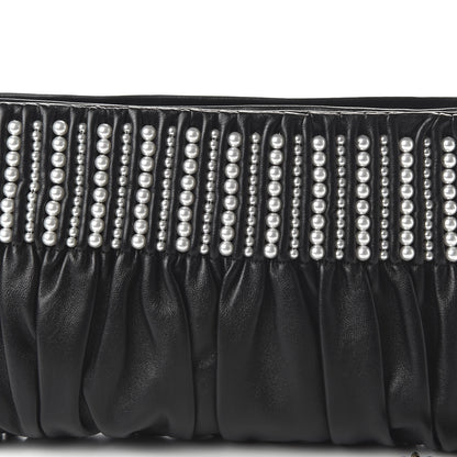 Chanel Lambskin Pearl Wristlet Clutch Black 10 of 10