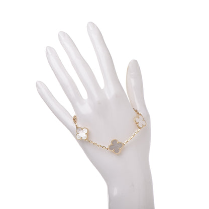 Van Cleef & Arpels 18K Yellow Gold Mother of Pearl 5 Motifs Vintage Alhambra Bracelet 2 of 6