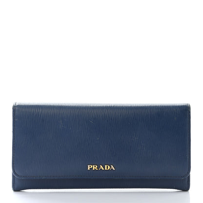 Prada Vitello Move Bi-Color Continental Flap Travel Wallet Bluette Astrale 3 of 18